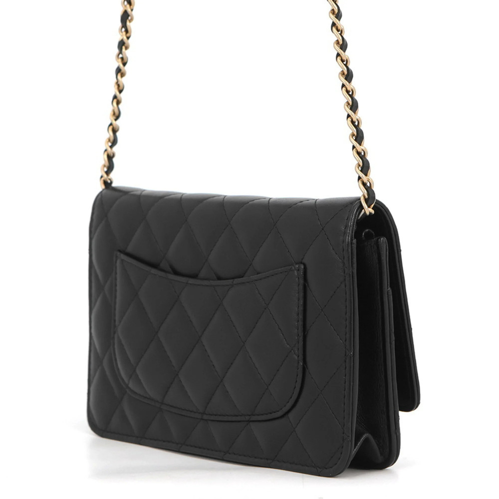 CHANEL Black Lambskin Leather Logo Wallet - Picture 2 of 16